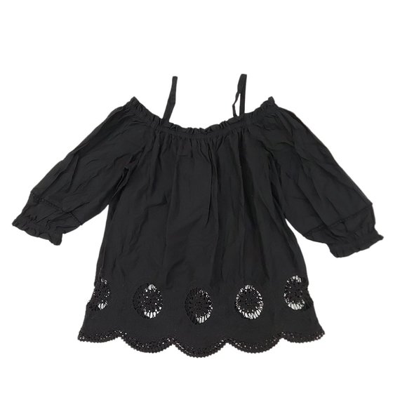 Ann Taylor Loft Off The Shoulder Blouse Black Womens Size Small - Picture 2 of 7